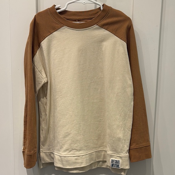 Kids Beige and Brown Long Sleeve Shirt - Picture 1 of 3